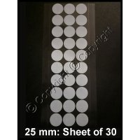 Adhesive Synthetic Filter Disc Stickers - 25 mm - Sheet of 30