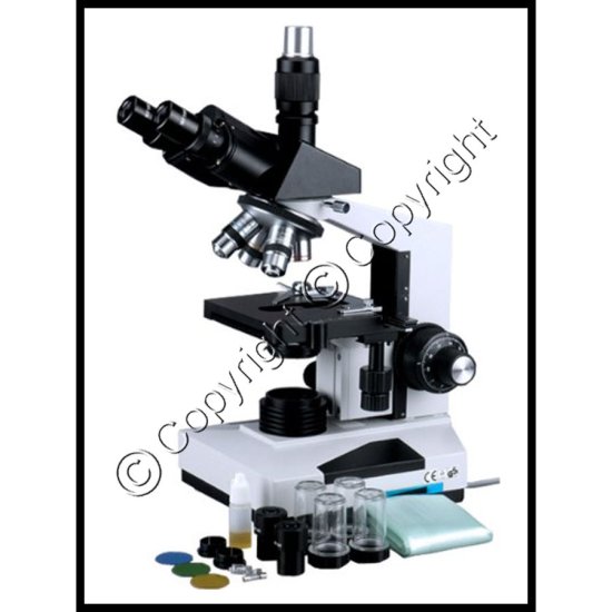 Professional Trinocular Compound Microscope w/ 3D Stage 40X-2000X - Click Image to Close