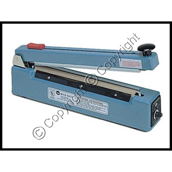 AIE-300C 12" Hand Sealer w/ Cutter - 6 mil - 2 mm Width - 500W - Click Image to Close