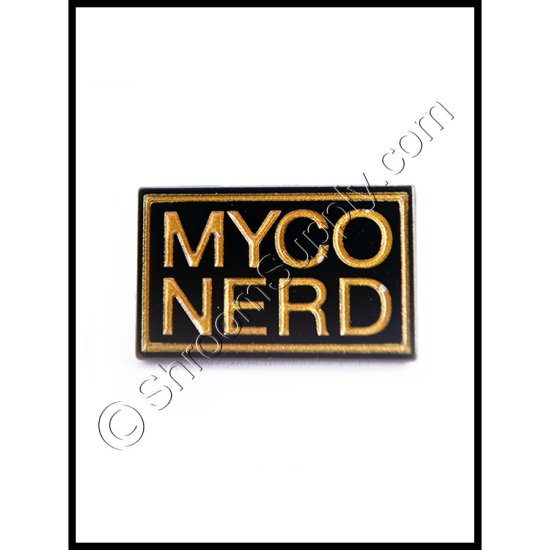 "Myco Nerd" Enamel Mushroom Pin - Click Image to Close